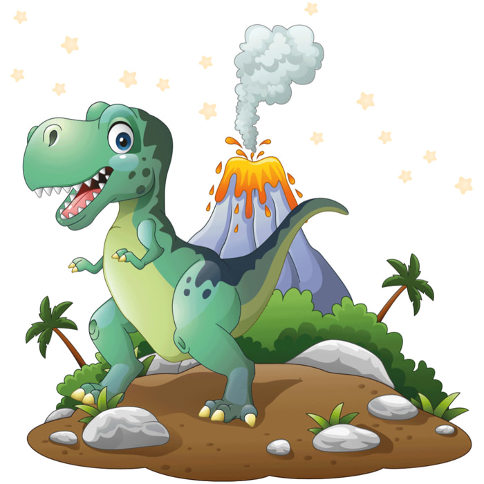 Stickers muraux | Sticker Mural Autocollant - DINOSAURE TYRANNOSAURE SUR ÎLE - Stickers adhésifs