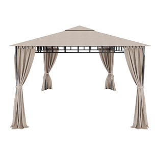Gazebo Da Giardino 3 x 4 M Con Tende Laterali Richiudibili Struttura In Acciaio Robusto Copertura 180 g/m² Con 4 Teli Laterali Esterno Giardino P