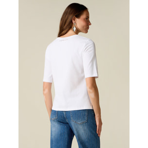 Oltre - T-shirt con micro cristalli - Bianco
