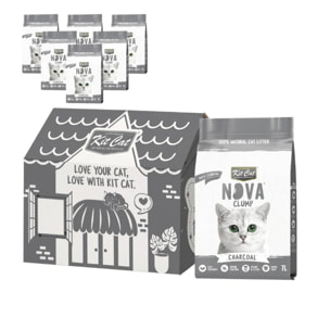 Pack 6 Kit Cat Arena Eco Nova - Charcoal 7 L Arena para gatos