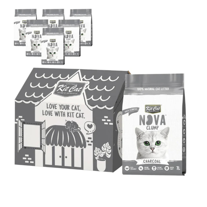 Pack 6 Kit Cat Arena Eco Nova - Charcoal 7 L Arena para gatos
