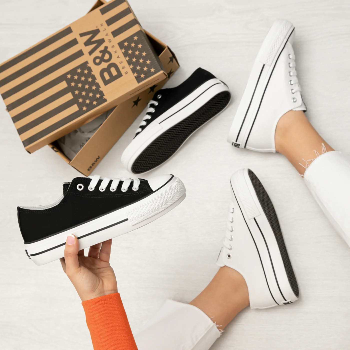 B&W Break&Walk - Scarpe eleganti in tessuto per donna e bambina