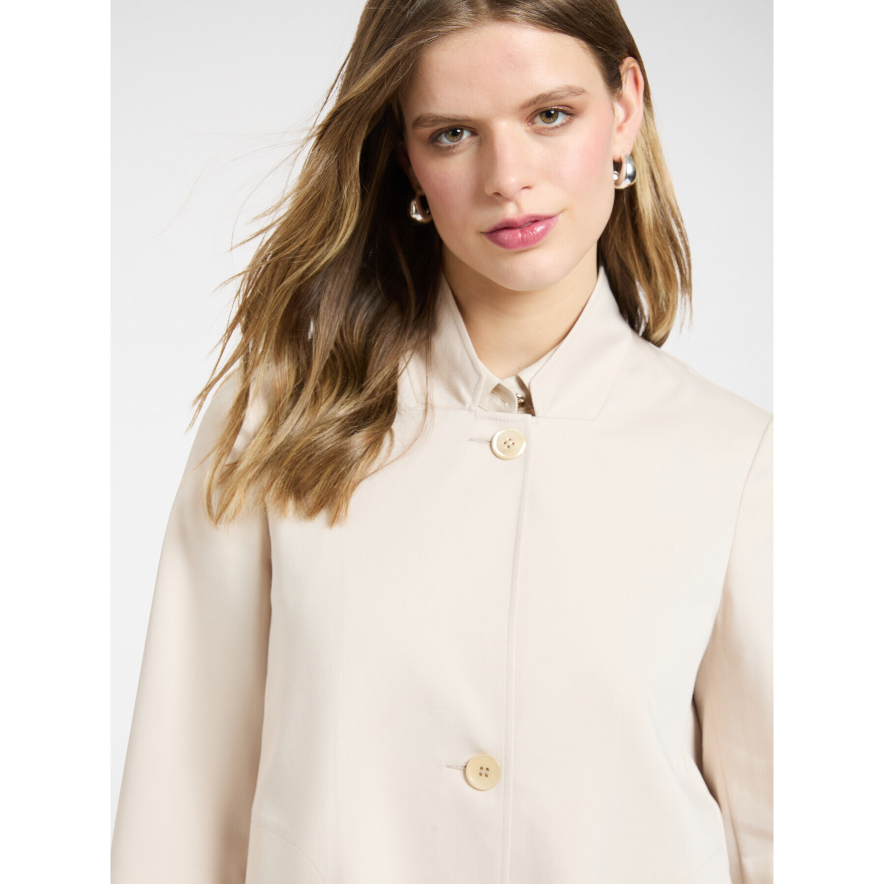 Elena Mirò - Chaqueta desestructurada mezcla algodón - Beige