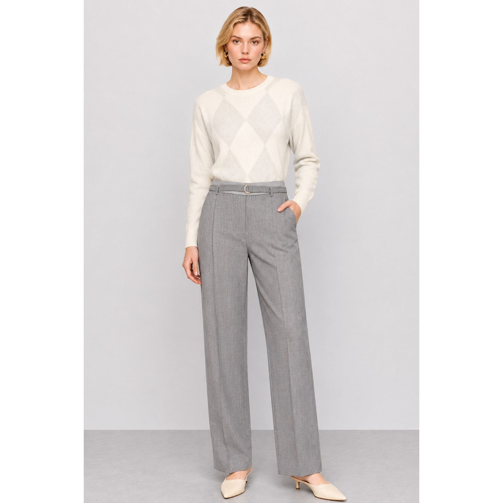 Kocca - Pantaloni sartoriali da donna a vita alta con cintura Donna