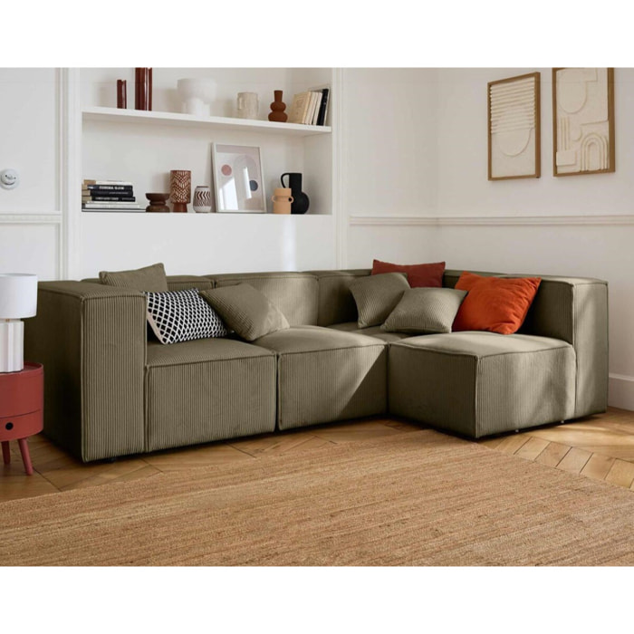 Arty - module d'assise sans accoudoirs - en velours côtelé - Vert
