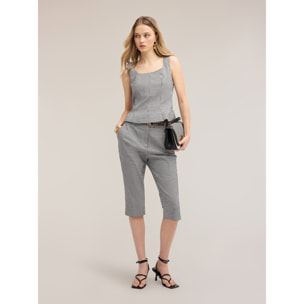 Motivi - Pantaloni capri fantasia vichy - Nero