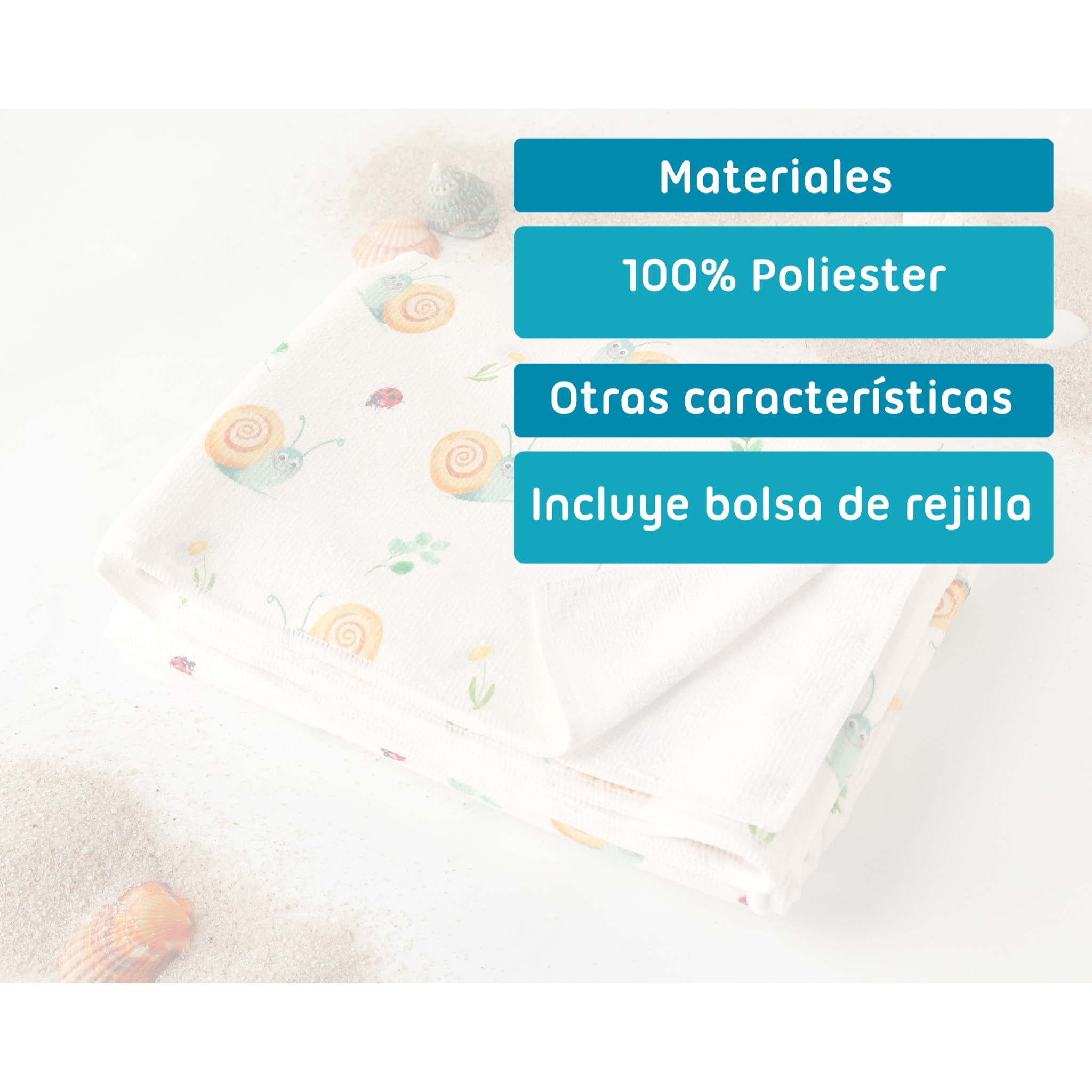 TOALLA PLAYA MICROFIBRA CARACOLES BEIGE