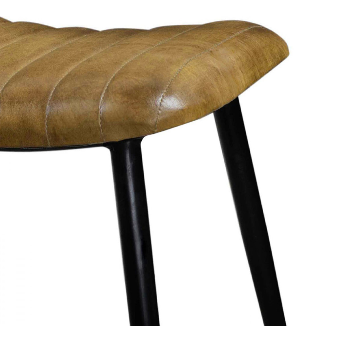 Tabouret en cuir camel matelassé - Bidar