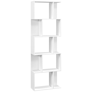 Bibliothèque étagère meuble de rangement design contemporain en S 5 étagères 60L x 24l x 185H cm blanc