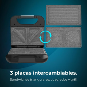 Cecotec Sandwichera Rock’nToast Combo. 800 W 2 Sándwiches con Acabados en Acero