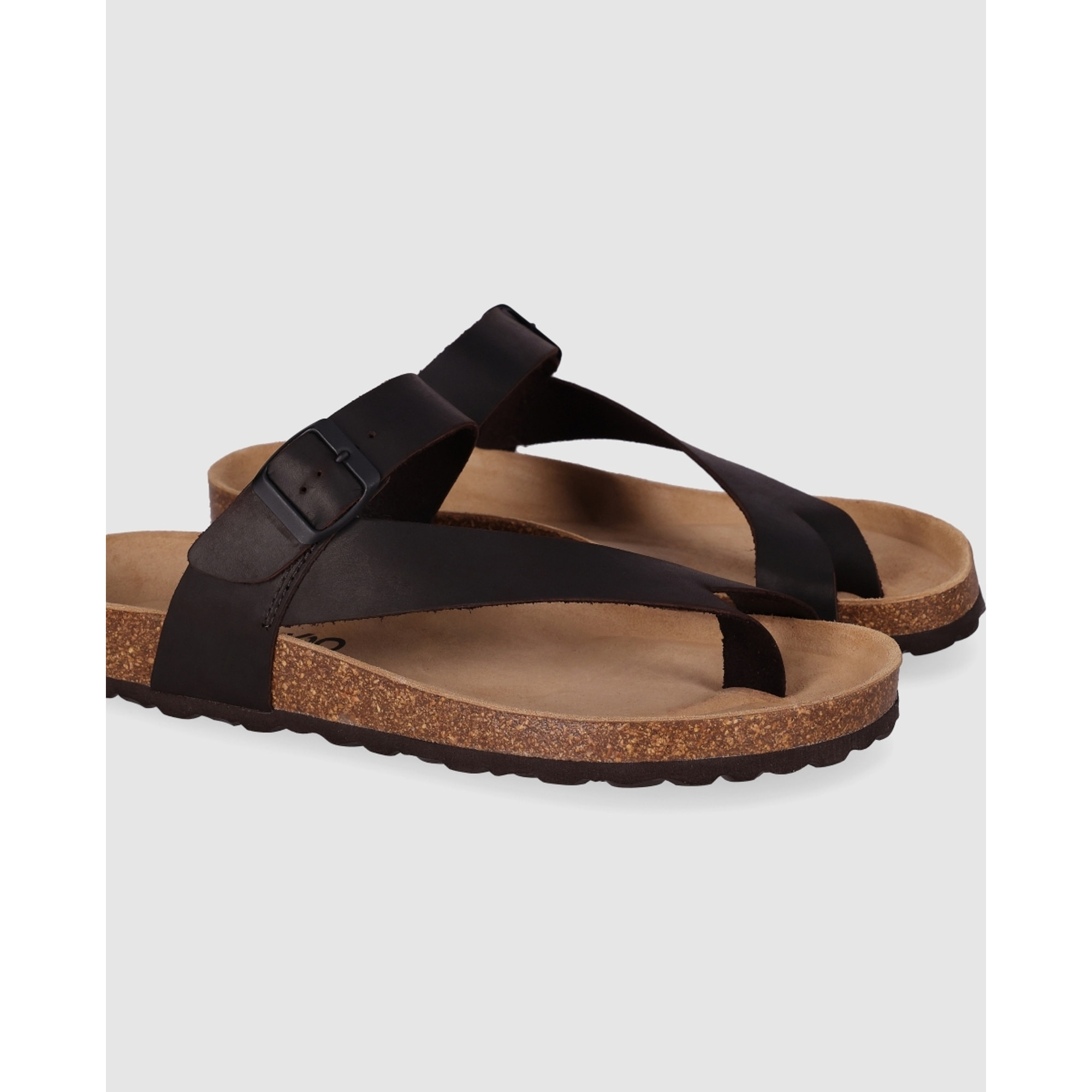 Sandalias de Piel - Marron - Tacón: Bajo