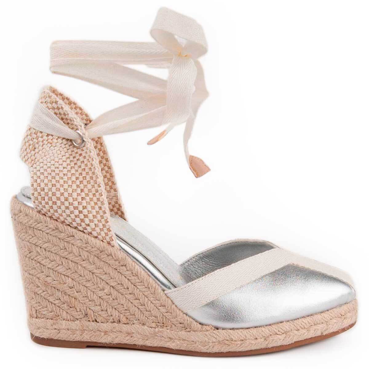 Alpargata De Cuña - Plateado - Altura: 7 Cm