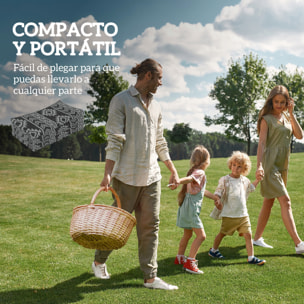 Alfombra de Exterior, 182x274 cm, Alfombra Reversible con Patrón Geométrico, Impermeable, Anti-UV, para Terraza, Balcón, Patio, Camping, Viajes en Autocaravana, Negro y Gris Claro