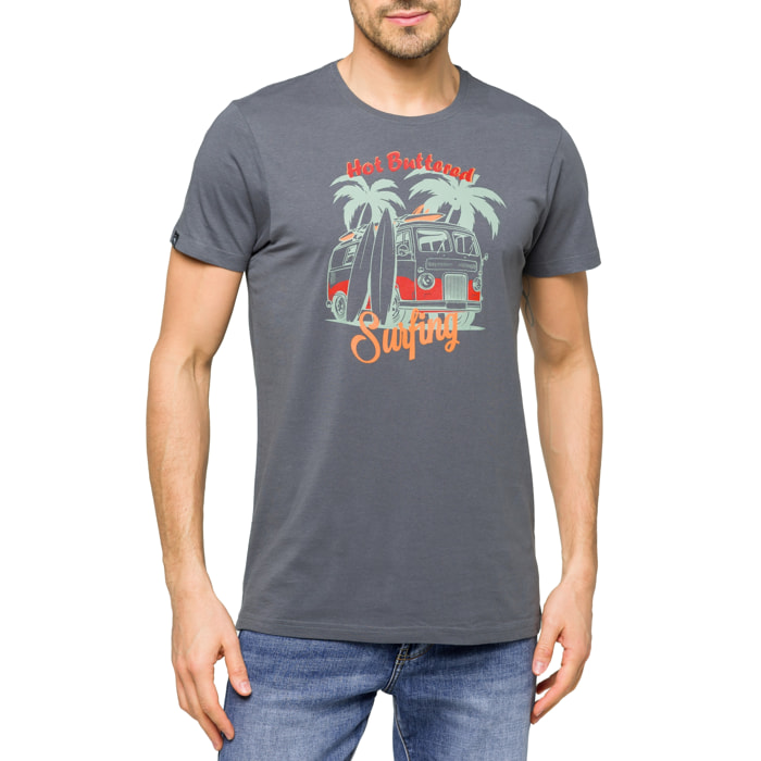 T-shirt in cotone 150 gr Hot Buttered Magnetic Grigio.