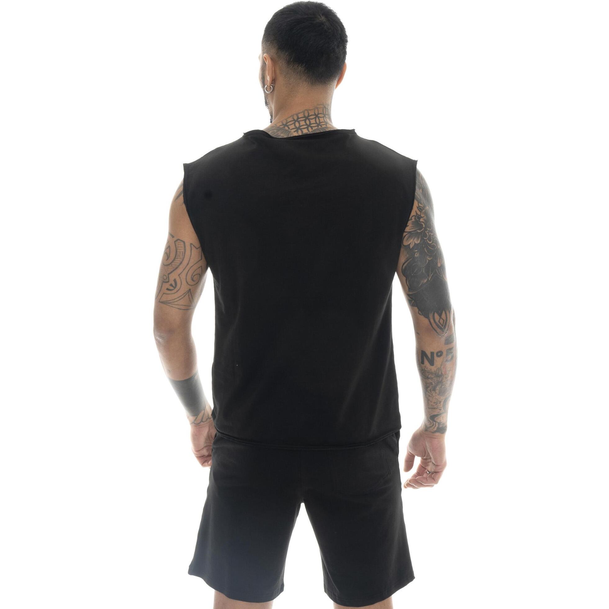 Camiseta de hombre Leone Stripe Gold de algodón elástico sin mangas