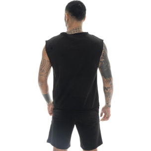 Camiseta de hombre Leone Stripe Gold de algodón elástico sin mangas