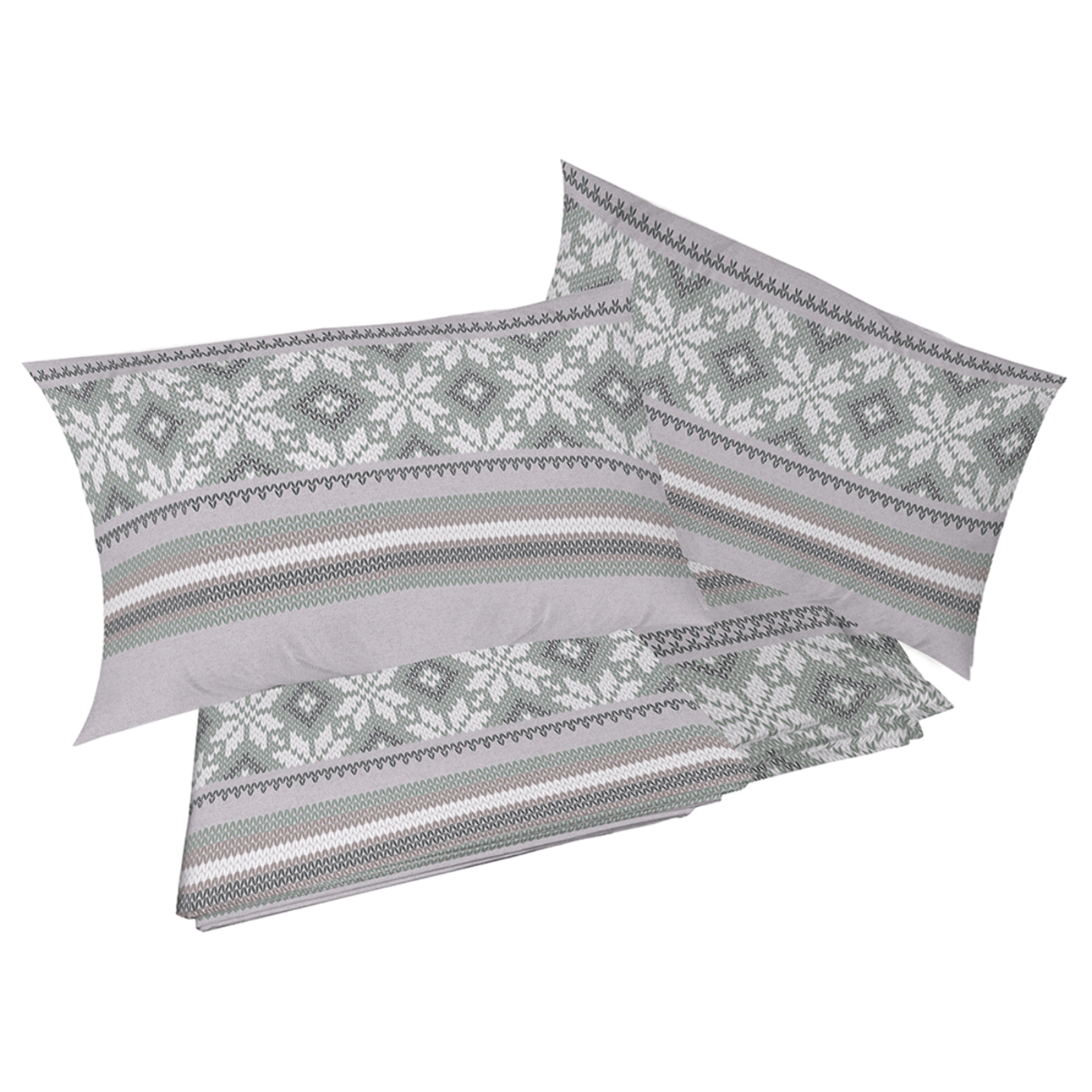 Completo letto norvegia verde tortora 100% cotone