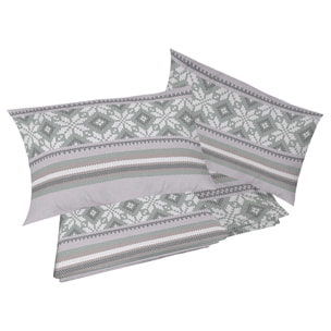 Completo letto norvegia verde tortora 100% cotone