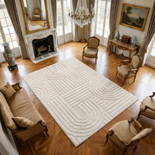 Tapis salon au motif géométrique en relief, moderne et élégant, MANON