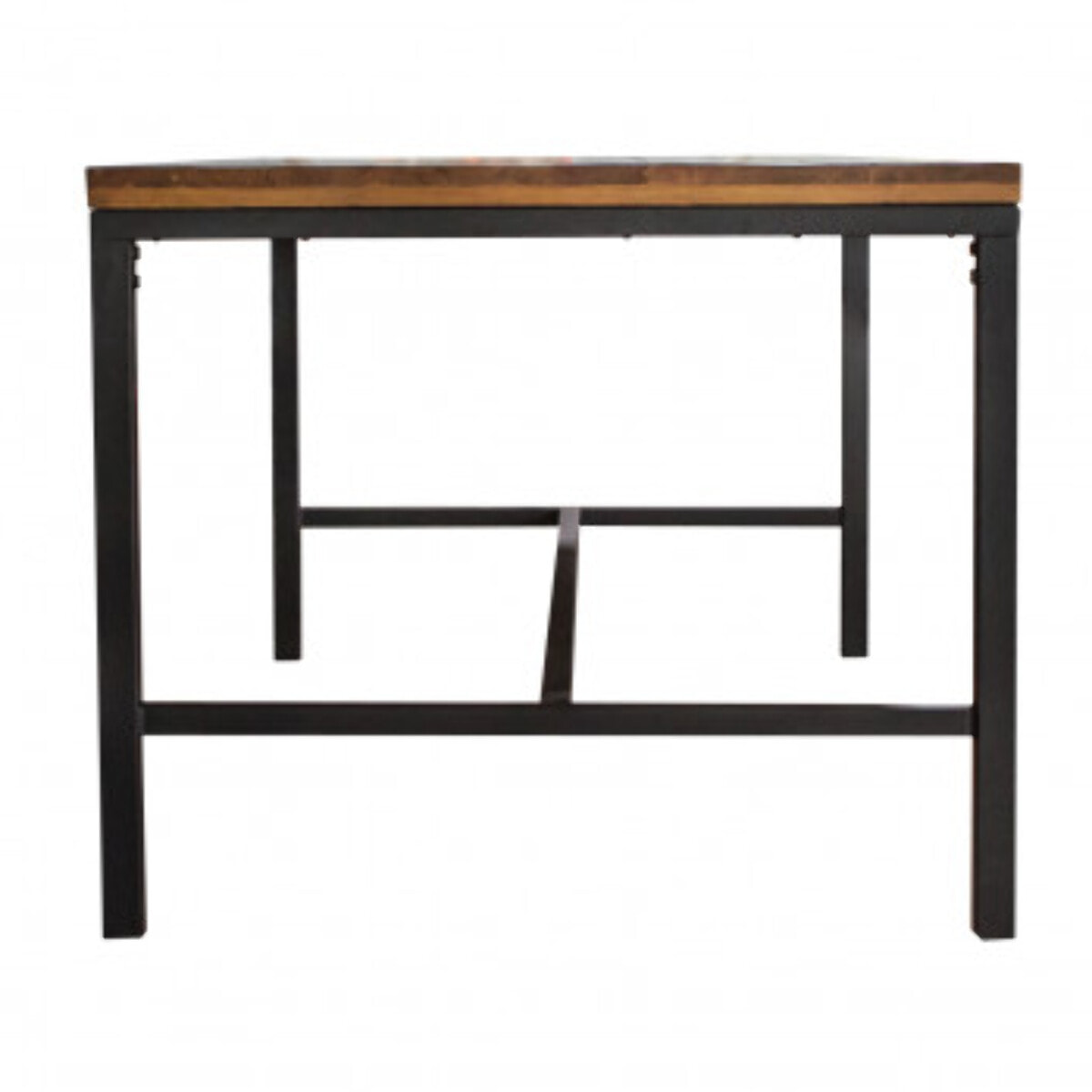 Table de repas en bois de pin recyclé L180cm en métal noir - INDUS