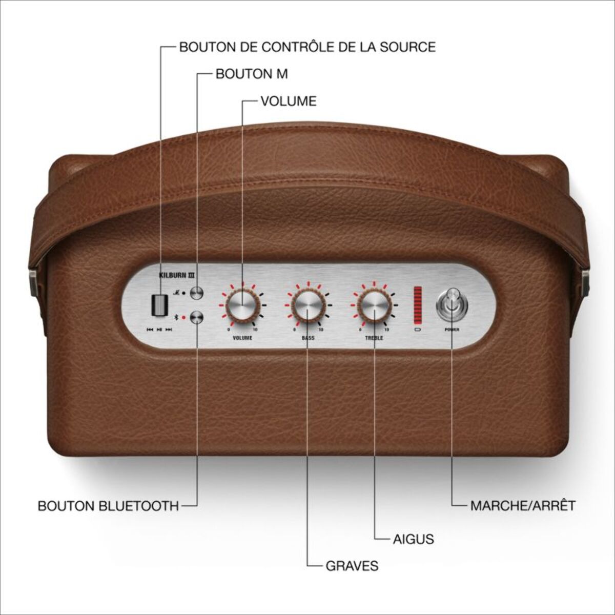 Enceinte portable MARSHALL Kilburn III Marron - Son 360°, Bluetooth, autonomie 50h