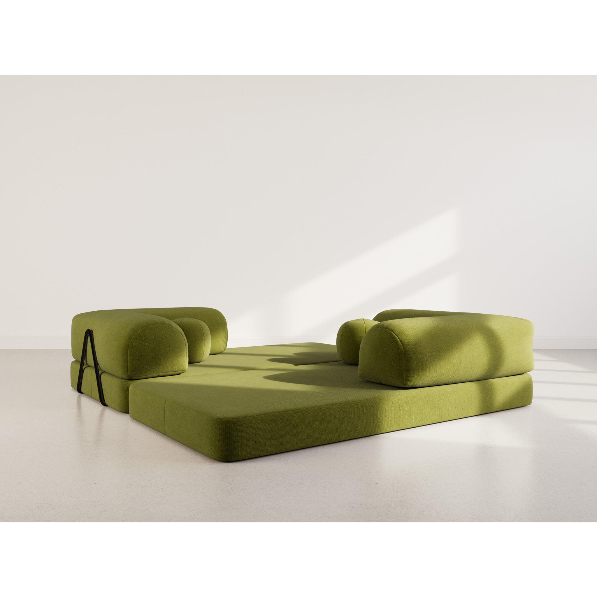 Nebula - Canapé 3 places convertible en velours texturé - Vert Kaki