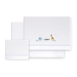 Triptico Minicuna Franela Jirafa Savanna Bco/Azul