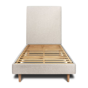 Lit avec tête de lit tapissée bouclette et sommier kit Ep14