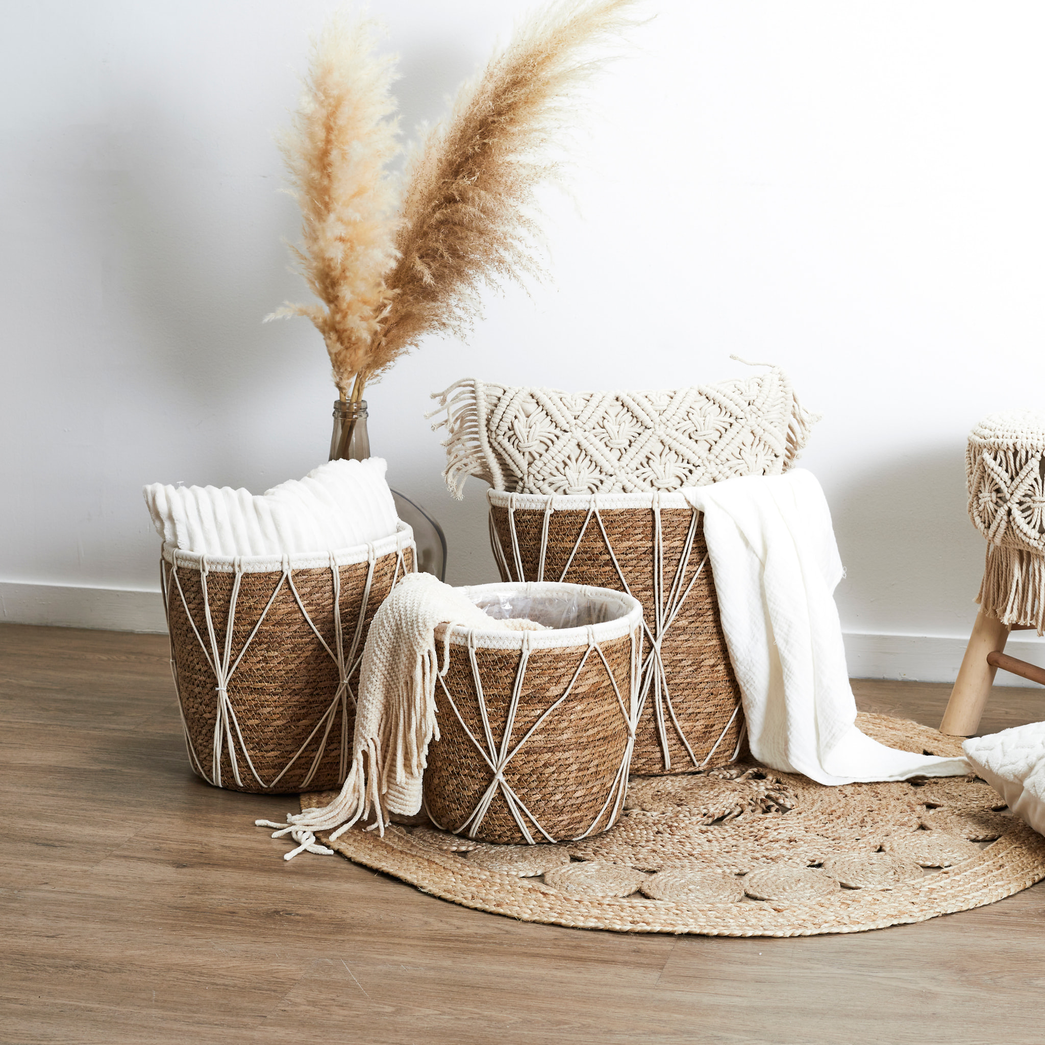 Panier Cache Pot Tresse Gigogne X3