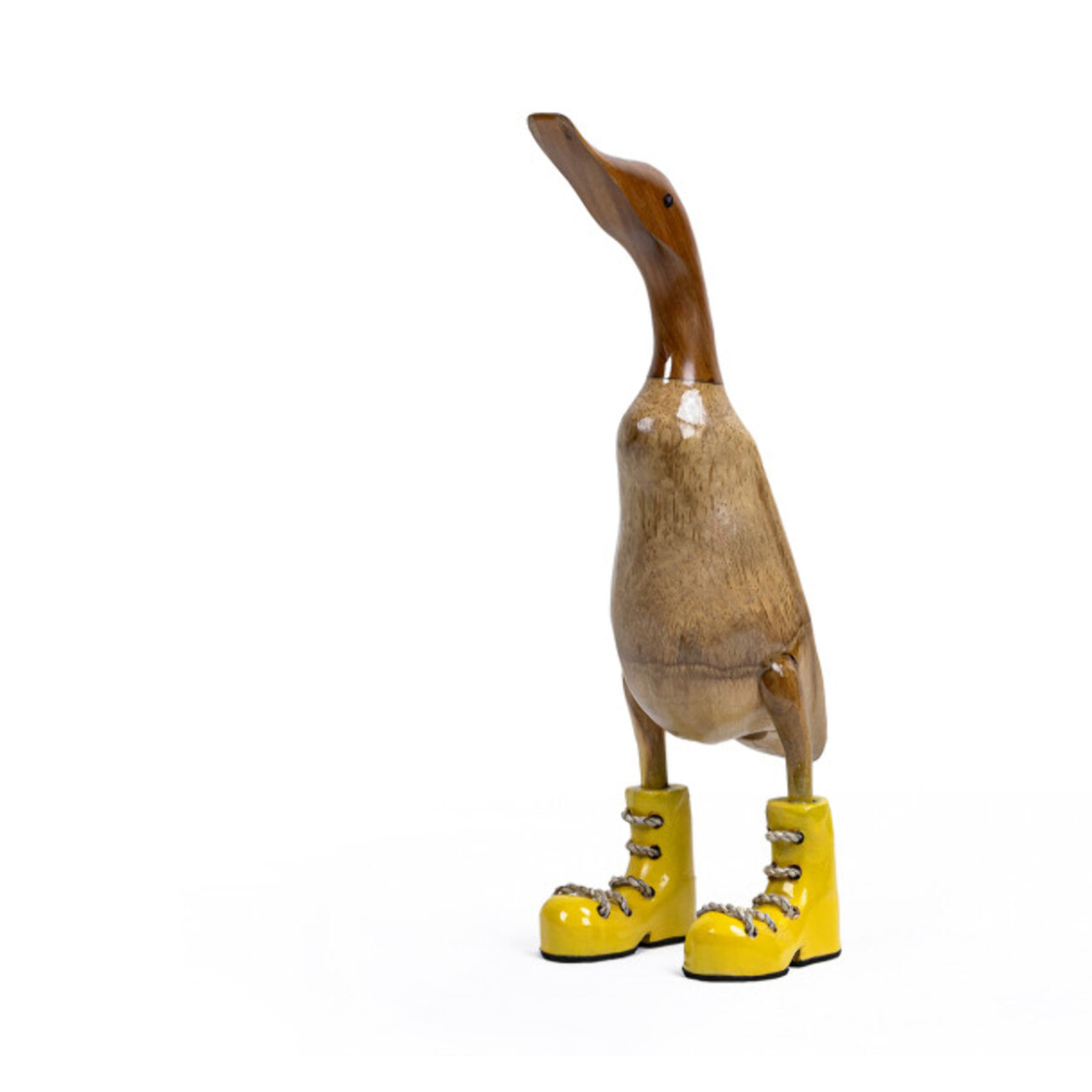 Statue H. 40 cm canard bottes jaunes en bois de teck - DUCK