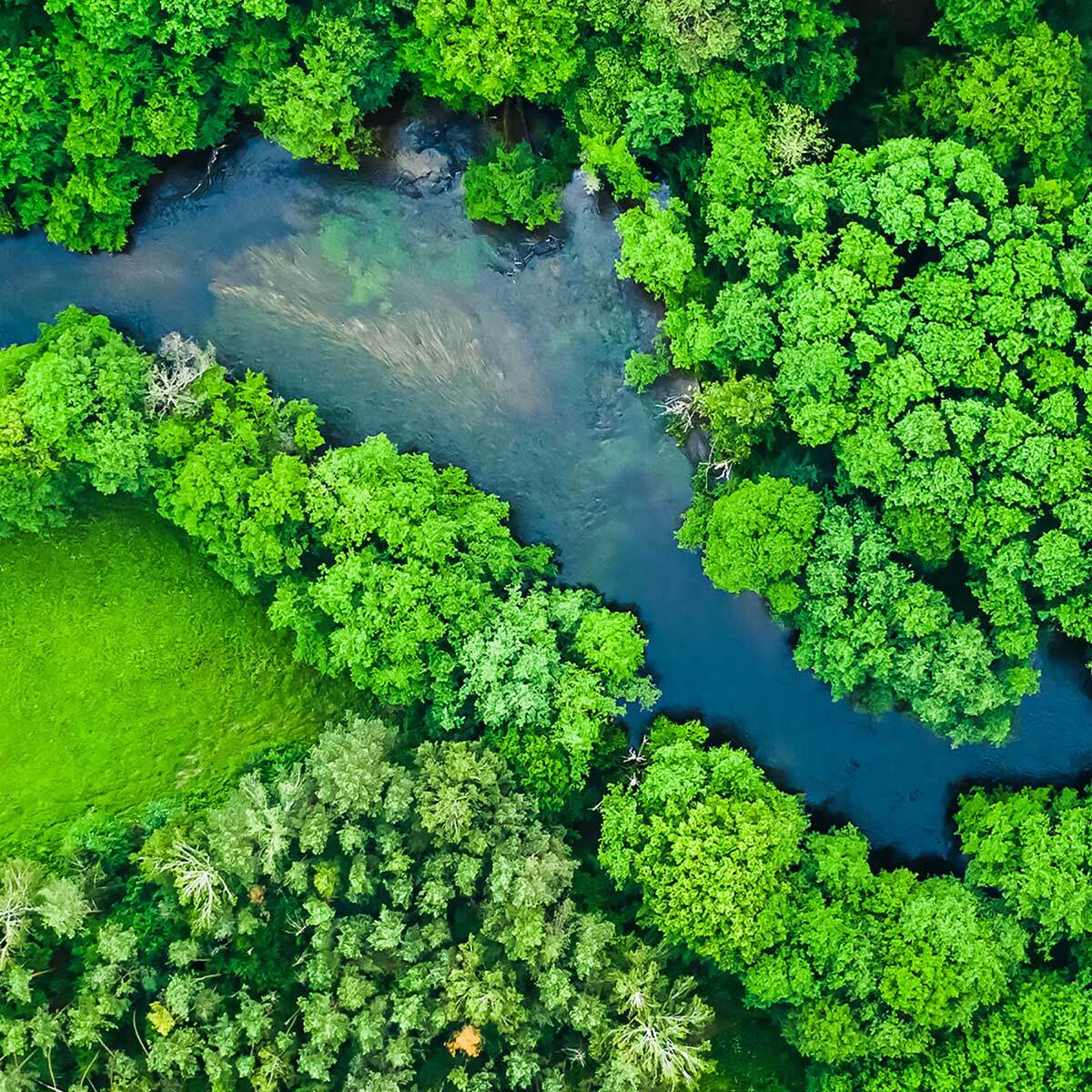Tableau rivière sinueuse vue du ciel Toile imprimée