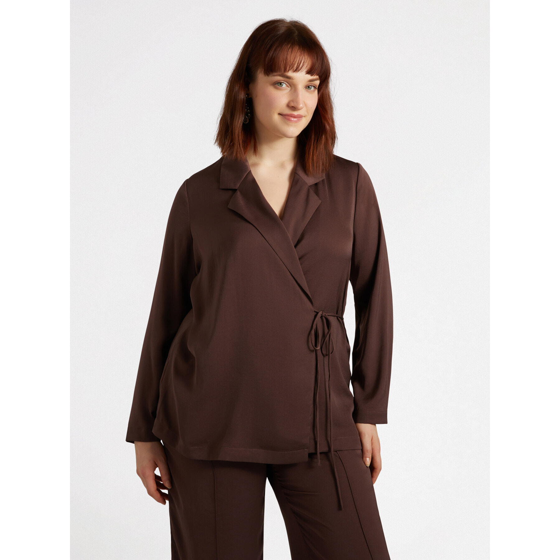 Fiorella Rubino - Blazer leggero in raso - Marrone