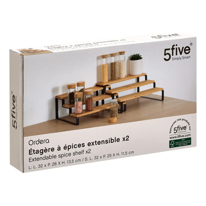 Etagère à épices Ordera extensible L32cm en bois noir