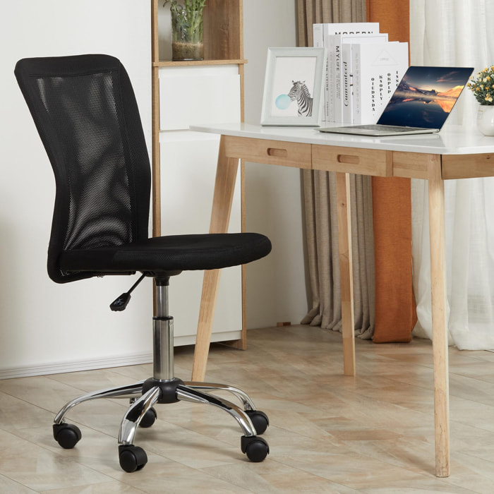 Vinsetto Chaise de bureau ergonomique hauteur réglable piètement chromé pivotant 360° revêtement maille noir