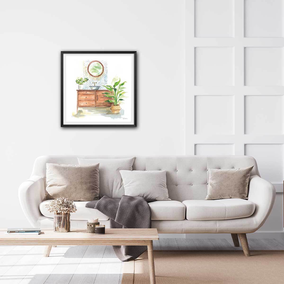 Affiche Greenery Bath Affiche + cadre en bois - Noir