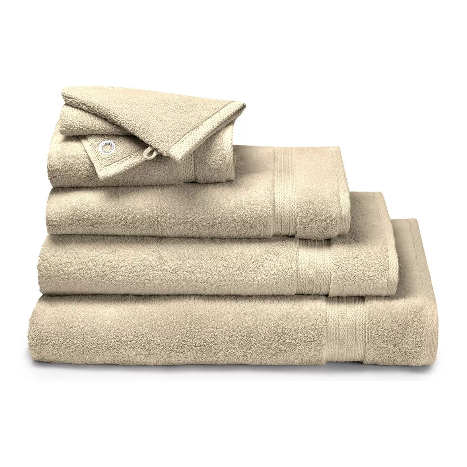 Drap de bain pur coton 550 g/m² uni beige Elea angora