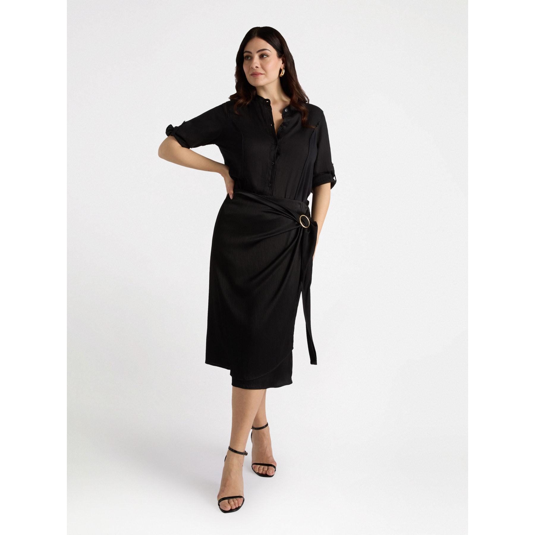 Fiorella Rubino - Falda cruzada con hebilla - Negro