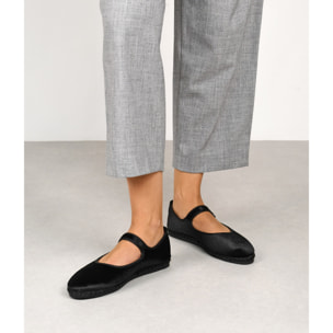 Bailarinas negras de terciopelo con hebilla