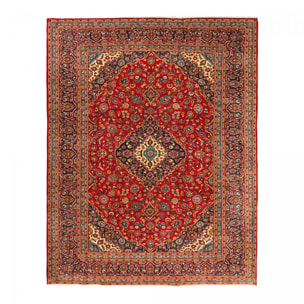 Authentique tapis persan Kashan de grandes dimensions, pièce unique, noué à la main en laine