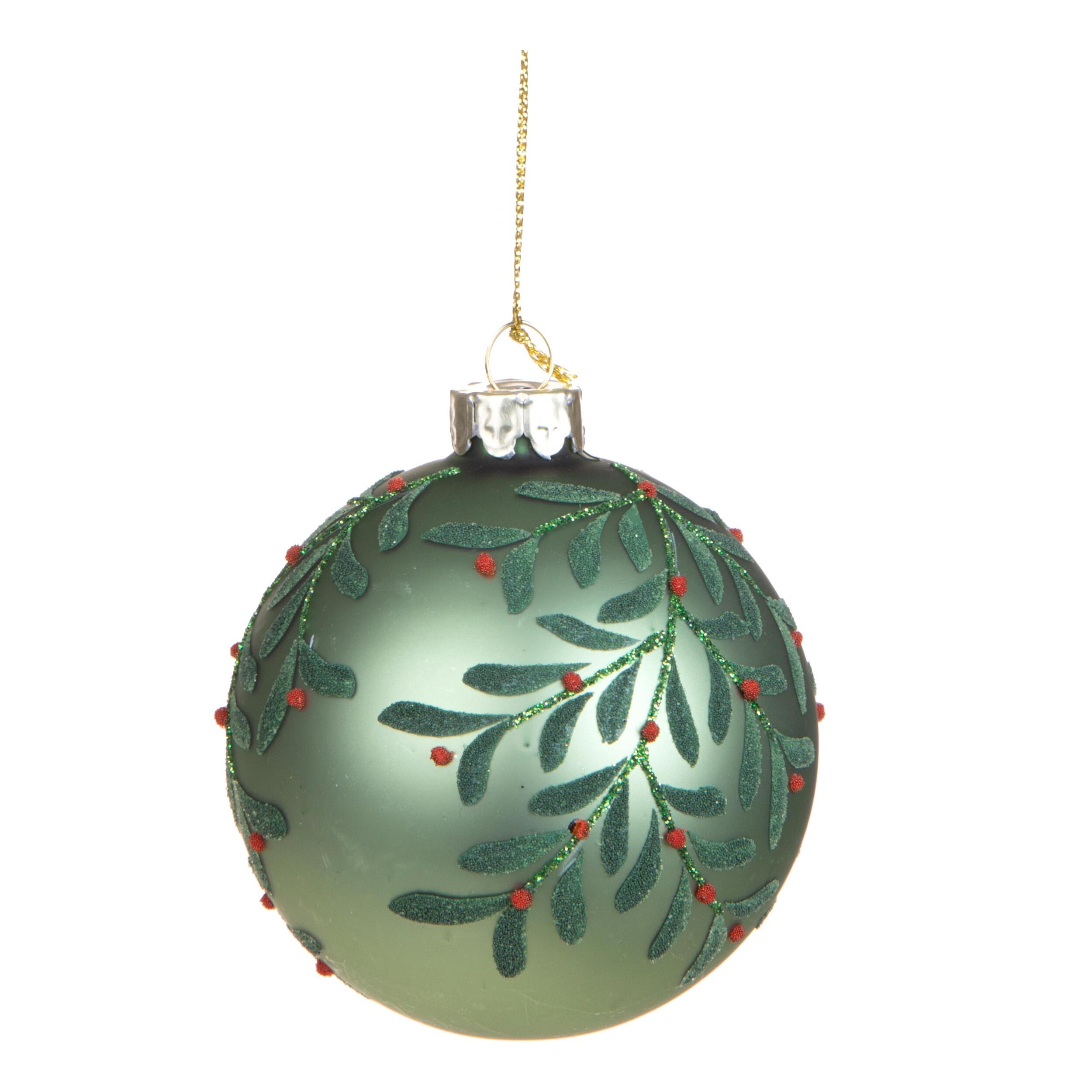 Sfera con foglie rilievo - Pezzi 6 - VERDE - Bianchi Dino SpA