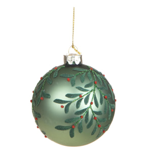 Sfera con foglie rilievo - Pezzi 6 - VERDE - Bianchi Dino SpA