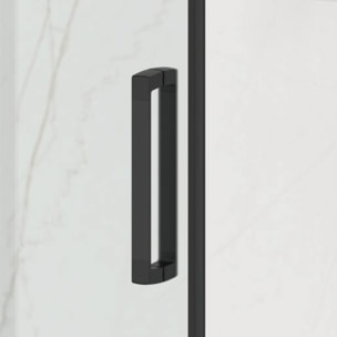 Fusion Porte de douche 80x196cm pivotante anticalcaire avec profilé noir mat (SATFUD80NIKAC)