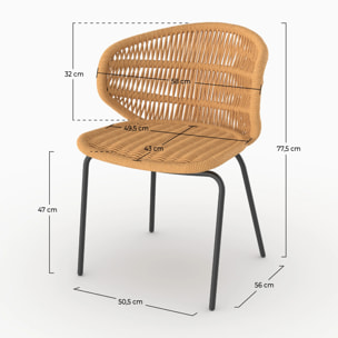 Lot de 2 chaises de jardin en rotin synthétique - Lara