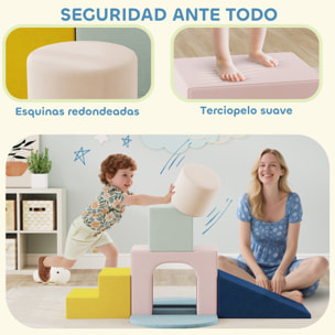 Juego de 8 Bloques de Espuma para Niños, Bloques de Psicomotricidad con Fundas de Terciopelo Lavables, Set de Escalada para Interior, para Escalar y Gatear, Multicolor
