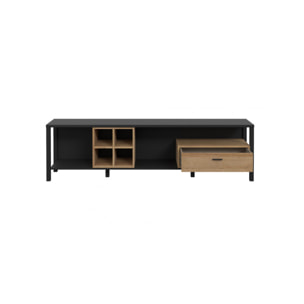 Meuble TV avec rangement en bois effet chêne - MIAMI
