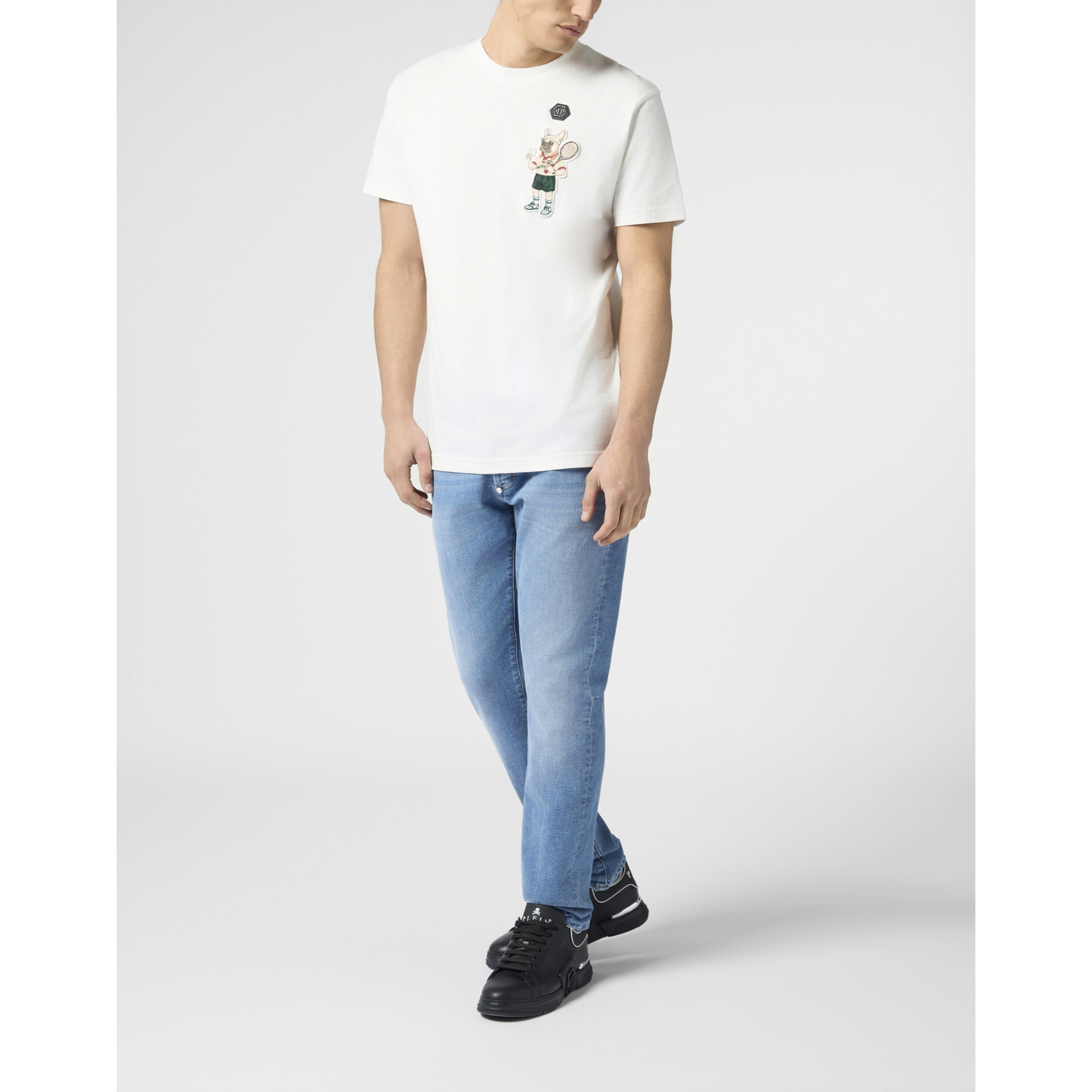 PHILIPP PLEIN Round Neck T-Shirt New York Tennis Patch