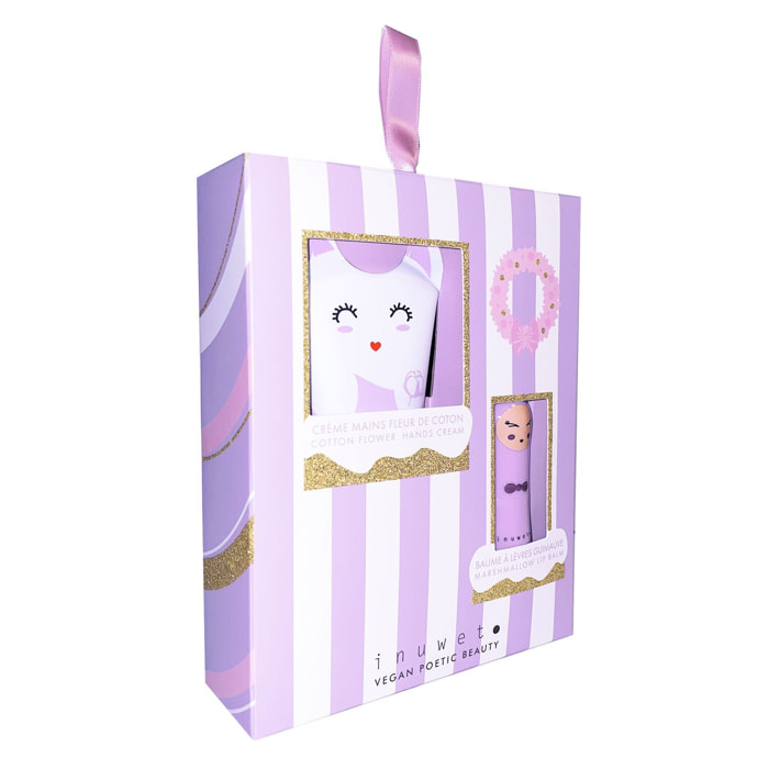 Fleur De Coton Guimauve Marshmallow - Coffret Crème Mains 60 ml + Baume a lèvres 3,5 g