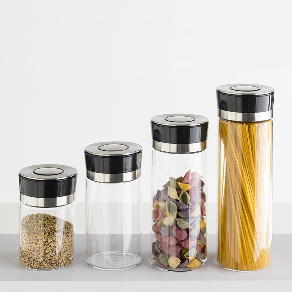 Bocal verre couvercle push inox 07L PushEat