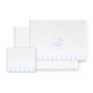 Triptico Minicuna Coralina D. Algodon Oso Corazones Bco/Azul