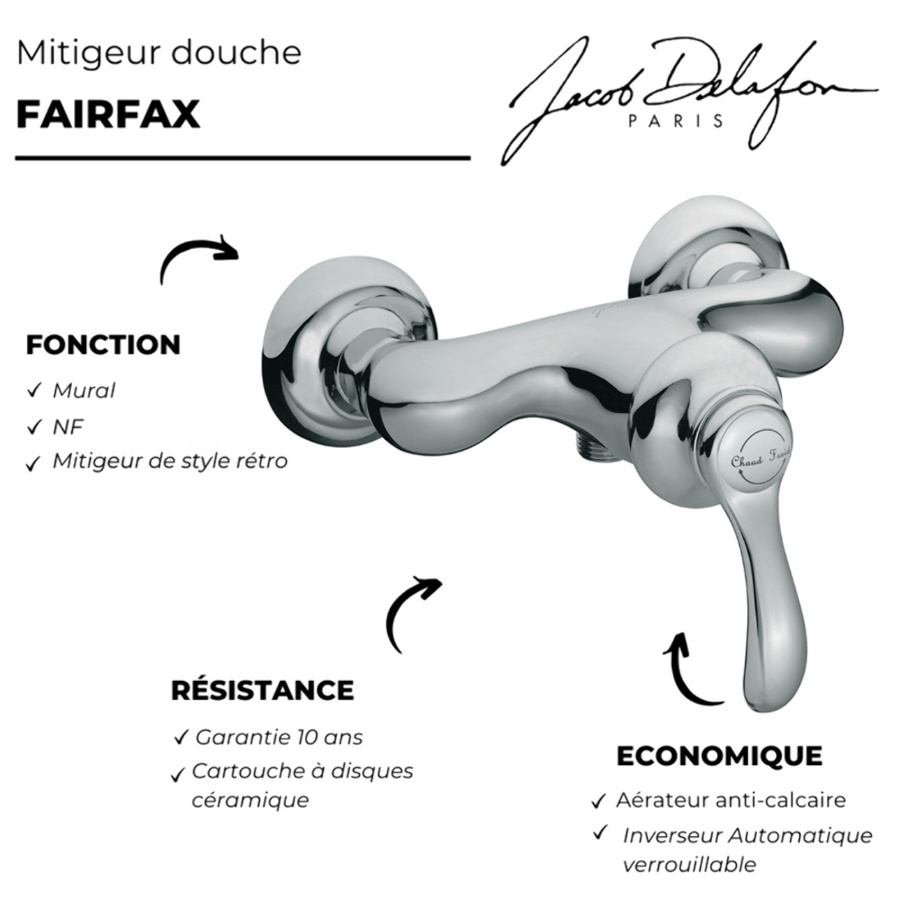 Mitigeur de douche mural Fairfax